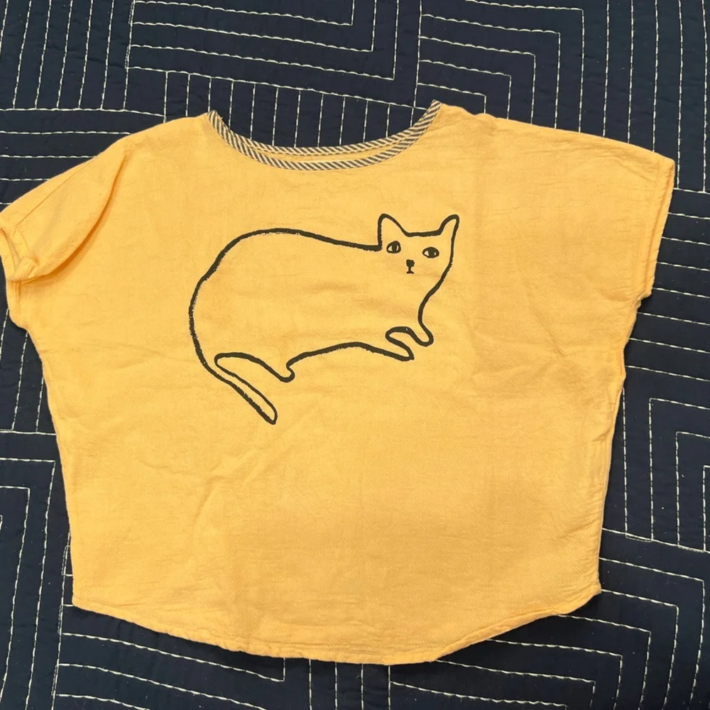 Bobo Choses peach top with cat line drawing oversized 2-3 years - Picture 1 of 4